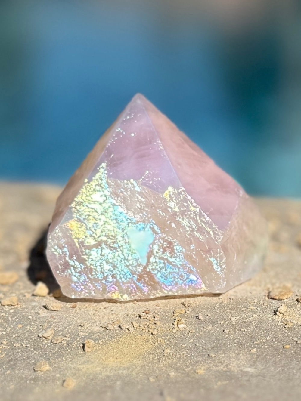 Brazilian Angel Aura Clear Quartz Pyramid Point Crystal Tower